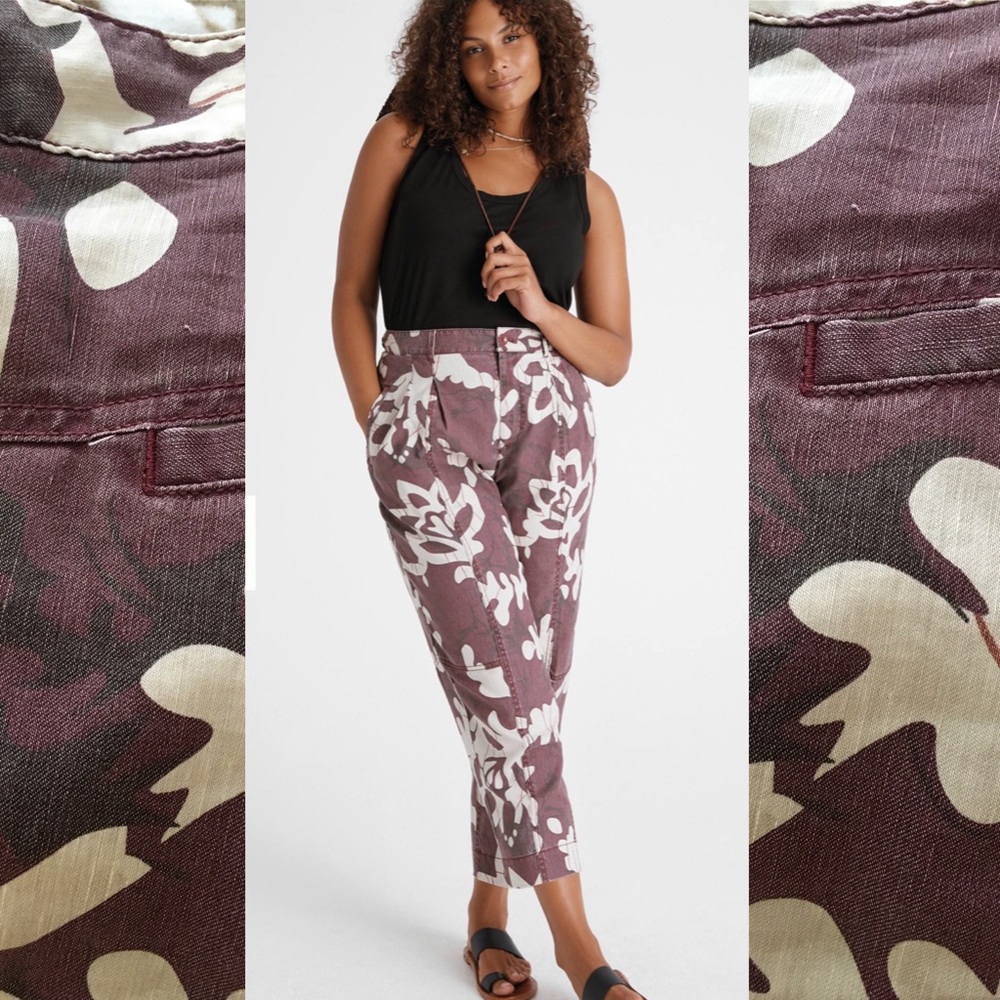 Anthropologie Floral Tapered Pants